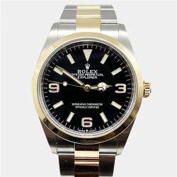 Rolex Black 18k Yellow Gold Stainless Steel Explorer 124273 Automatic Men's Wristwatch 36 mm