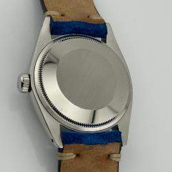 Rolex Blue Stainless Steel Oyster Perpetual Date 1500 Automatic Men's Wristwatch 34 mm