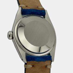 Rolex Blue Stainless Steel Oyster Perpetual Date 1500 Automatic Men's Wristwatch 34 mm