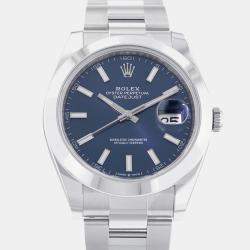 Rolex Blue Stainless Steel Datejust 126300 Automatic Men's Wristwatch 41 mm