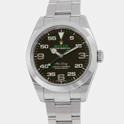 Rolex Black Stainless Steel Air-King 116900 Automatic Men's Wristwatch 40 mm