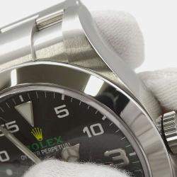 Rolex Black Stainless Steel Air-King 116900 Automatic Men's Wristwatch 40 mm