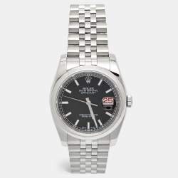 Rolex Black Dial Stainless Steel Datejust 116200 Men's Wristwatch 36 mm