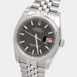 Rolex Black Dial Stainless Steel Datejust 116200 Men's Wristwatch 36 mm