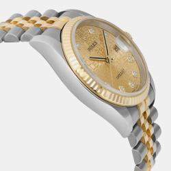 Rolex Champagne Diamond Stainless Steel Datejust 116233 Automatic Men's Wristwatch 36 mm