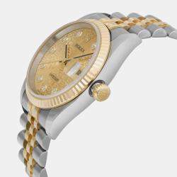 Rolex Champagne Diamond Stainless Steel Datejust 116233 Automatic Men's Wristwatch 36 mm