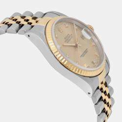 Rolex Champagne Diamond 18K Yellow Gold Datejust 16233 Automatic Men's Wristwatch 36 mm