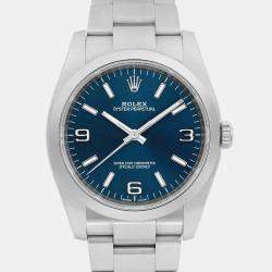 Pre Owned Rolex Blue Stainless Steel Oyster Perpetual 116000 Automatic Men's Wristwatch 36 mm