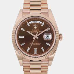 Rolex Chocolate Diamond 18K Rose Gold Date 228235 Automatic Men's Wristwatch 40 mm