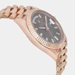 Rolex Chocolate Diamond 18K Rose Gold Date 228235 Automatic Men's Wristwatch 40 mm