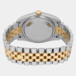 Rolex Green 18k Yellow Gold Stainless Steel Datejust 116233 Automatic Men's Wristwatch 36 mm