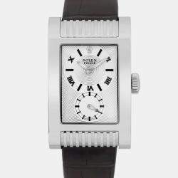Rolex Silver 18K White Gold Cellini Prince 5441 Automatic Men's Wristwatch 27 mm