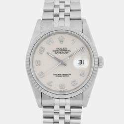 Rolex Cream 18K White Gold Datejust 16234 Automatic Men's Wristwatch 36mm