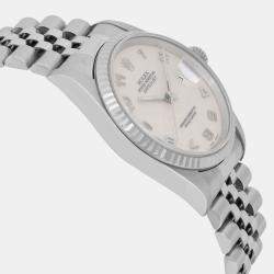 Rolex Cream 18K White Gold Datejust 16234 Automatic Men's Wristwatch 36mm