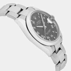 Rolex Black Stainless Steel Oyster Perpetual Date 115200 Automatic Men's Wristwatch 34MM