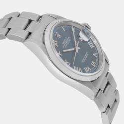 Rolex Blue Stainless Steel Datejust 16200 Automatic Men's Wristwatch 36mm