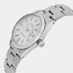 Rolex Silver Stainless Steel Oyster Perpetual Date 15000 Automatic Men's Wristwatch 34mm