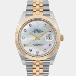 Rolex White MOP Diamond 18K Yellow Gold Datejust 126303 Automatic Men's Wristwatch 41 mm