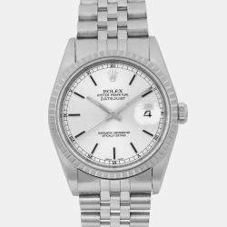 Rolex Silver Stainless Steel Datejust 16220 Automatic Men's Wristwatch 36 mm