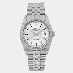 Rolex Silver Stainless Steel Datejust 16220 Automatic Men's Wristwatch 36 mm