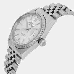 Rolex Silver Stainless Steel Datejust 16220 Automatic Men's Wristwatch 36 mm