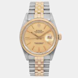 Rolex Champagne 18K Yellow Gold Stainless Steel Datejust 16013 Automatic Men's Wristwatch 36 mm