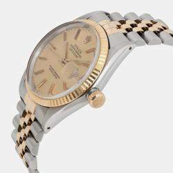 Rolex Champagne 18K Yellow Gold Stainless Steel Datejust 16013 Automatic Men's Wristwatch 36 mm