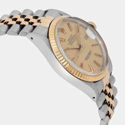 Rolex Champagne 18K Yellow Gold Stainless Steel Datejust 16013 Automatic Men's Wristwatch 36 mm