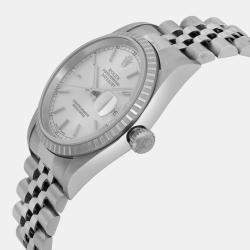 Rolex Silver Stainless Steel Datejust 16220 Automatic Men's Wristwatch 36 mm