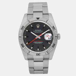 Pre Owned Rolex Black Stainless Steel Datejust Turn-O-Graph 116264 Automatic Men's Wristwatch 36 mm