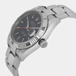 Pre Owned Rolex Black Stainless Steel Datejust Turn-O-Graph 116264 Automatic Men's Wristwatch 36 mm