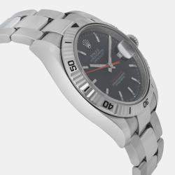Pre Owned Rolex Black Stainless Steel Datejust Turn-O-Graph 116264 Automatic Men's Wristwatch 36 mm