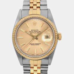 Rolex Champagne 18K Yellow Gold Datejust 16013 Automatic Men's Wristwatch 36mm