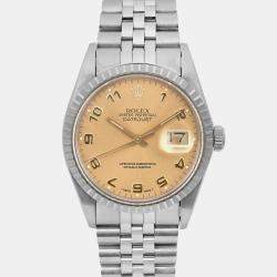 Rolex Champagne Stainless Steel Datejust 16030 Automatic Men's Wristwatch 36mm