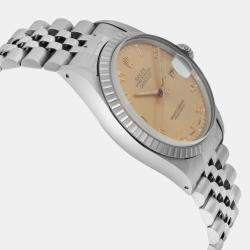 Rolex Champagne Stainless Steel Datejust 16030 Automatic Men's Wristwatch 36mm