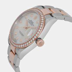 Rolex MOP Diamond 18K Rose Gold Stainless Steel Datejust 126281RBR Automatic Men's Wristwatch 36 mm
