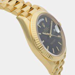 Rolex Black 18K Yellow Gold Day-Date 228238 Automatic Men's Wristwatch 40 mm