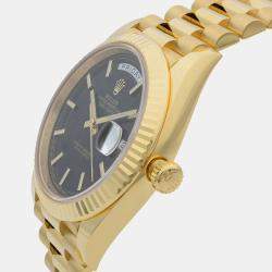 Rolex Black 18K Yellow Gold Day-Date 228238 Automatic Men's Wristwatch 40 mm