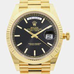 Rolex Black 18K Yellow Gold Day-Date 228238 Automatic Men's Wristwatch 40 mm