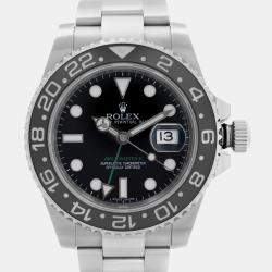 Rolex Black Stainless Steel GMT Master II Automatic Men's Wristwatch 40 mm