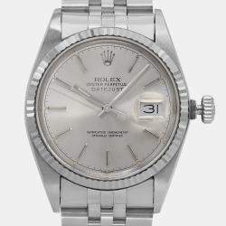 Rolex Silver Stainless Steel Datejust 16014 Automatic Men's Wristwatch 36 mm