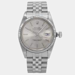 Rolex Silver Stainless Steel Datejust 16014 Automatic Men's Wristwatch 36 mm