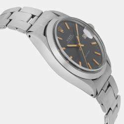 Rolex Black Stainless Steel Oysterdate Precision 6694 Manual Wind Men's Wristwatch 34 mm