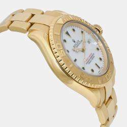 Rolex White 18K Yellow Gold Yacht-Master 16628 Automatic Men's Wristwatch 40 mm