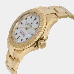 Rolex White 18K Yellow Gold Yacht-Master 16628 Automatic Men's Wristwatch 40 mm