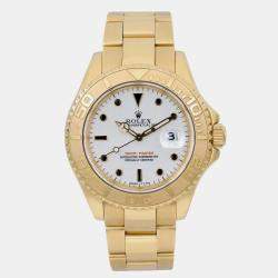 Rolex White 18K Yellow Gold Yacht-Master 16628 Automatic Men's Wristwatch 40 mm