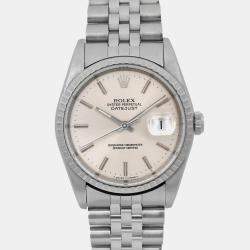 Rolex Silver Stainless Steel Datejust 16220 Automatic Men's Wristwatch 36 mm