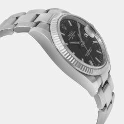 Rolex Black 18K White Gold Oyster Perpetual Date 115234 Automatic Men's Wristwatch 34 mm