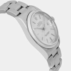 Pre Owned Rolex Silver Stainless Steel Datejust 16200 Automatic Men's Wristwatch 36 mm