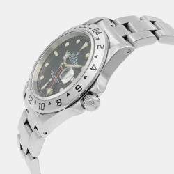 Rolex Black Stainless Steel Explorer II 16570 Automatic Men's Wristwatch 40mm